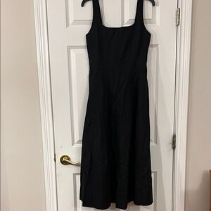 NWT Madewell black midi dress,  square neckline,  fit and flare style,